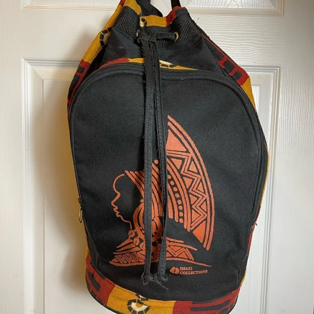 Shazi Collection Ethnic Hobo Bucket Canvas Backpack Bag Extra Large drawstring .